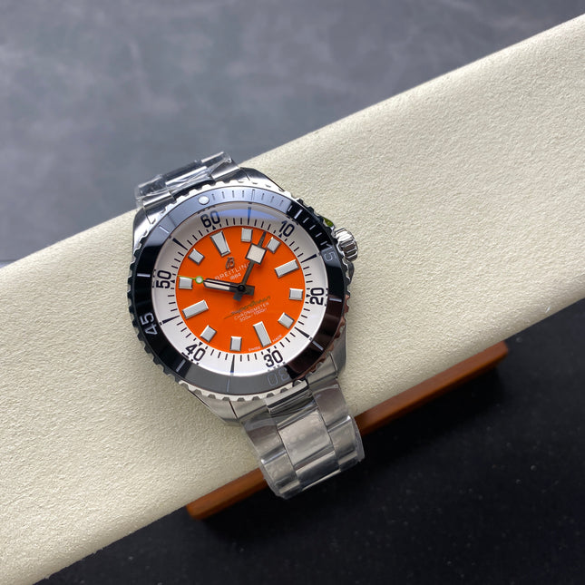 SUPEROCEAN AUTOMATIC 44 BLACK CERAMIC BEZEL ORANGE AND WHITE DIAL