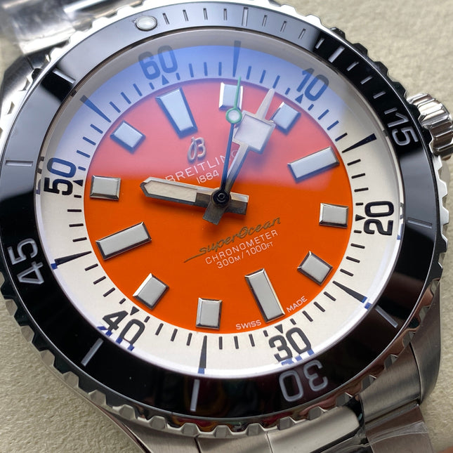 SUPEROCEAN AUTOMATIC 44 BLACK CERAMIC BEZEL ORANGE AND WHITE DIAL