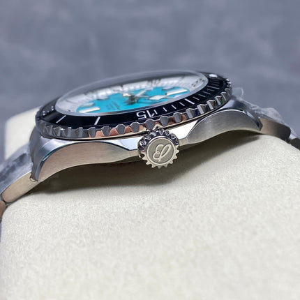 SUPEROCEAN AUTOMATIC 44 BLACK CERAMIC BEZEL BLUE CHILL AND WHITE DIAL