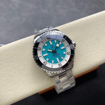 SUPEROCEAN AUTOMATIC 44 BLACK CERAMIC BEZEL BLUE CHILL AND WHITE DIAL