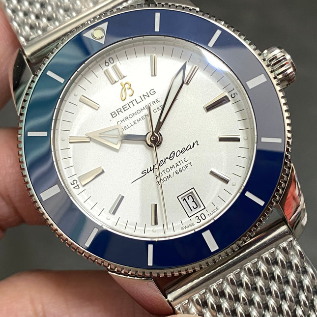 SUPEROCEAN HERITAGE STEEL CASE  BLUE CERAMIC BEZEL