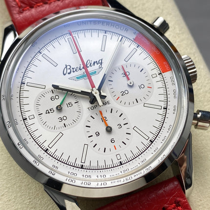 TOP TIME B01 FORD THUNDERBIRD STEEL CASE RED CALFSKIN STRAP