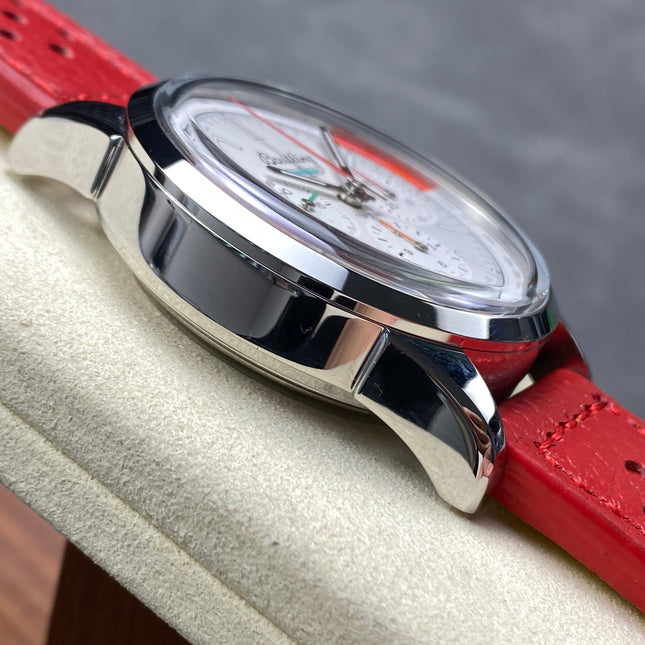 TOP TIME B01 FORD THUNDERBIRD STEEL CASE RED CALFSKIN STRAP