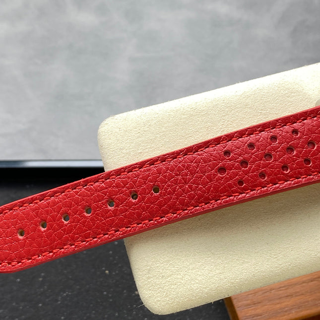 TOP TIME B01 FORD THUNDERBIRD STEEL CASE RED CALFSKIN STRAP
