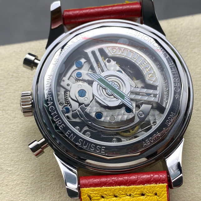 TOP TIME B01 FORD THUNDERBIRD STEEL CASE RED CALFSKIN STRAP