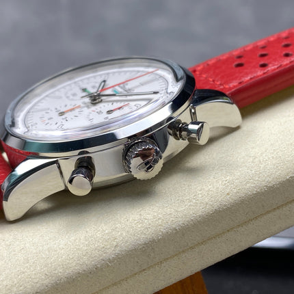 TOP TIME B01 FORD THUNDERBIRD STEEL CASE RED CALFSKIN STRAP