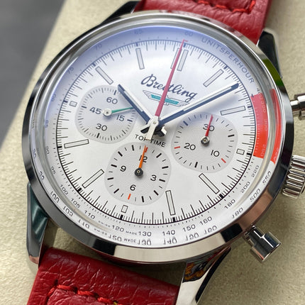 TOP TIME B01 FORD THUNDERBIRD STEEL CASE RED CALFSKIN STRAP