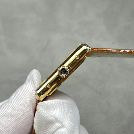 TANK LOUIS CARTIER WATCH GOLD CASE AND LEATHER STRAP