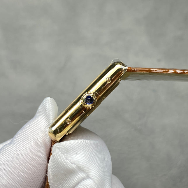 TANK LOUIS CARTIER WATCH GOLD CASE AND LEATHER STRAP