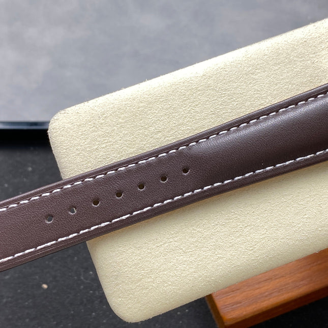 AVIATOR 8 AUTOMATIC STEEL CASE SILVER MIX BLACK BLUE DIAL BROWN CALFSKIN STRAP