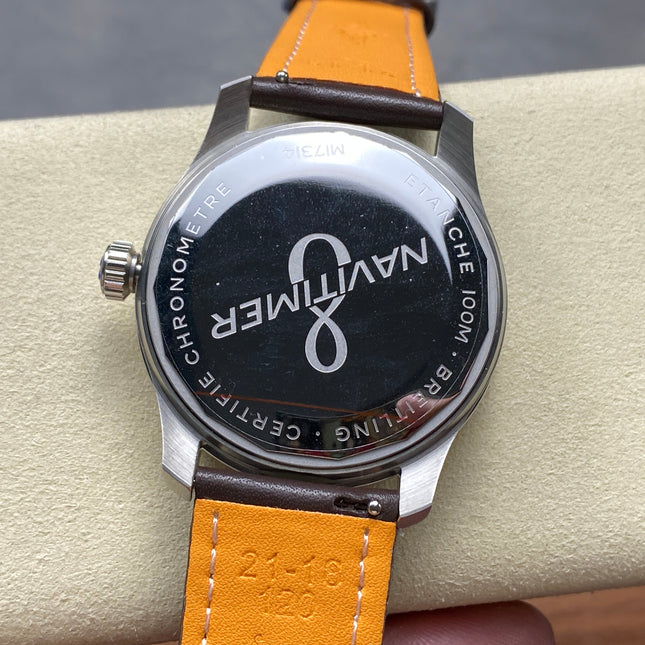 AVIATOR 8 AUTOMATIC STEEL CASE BLUE DIAL BROWN CALFSKIN STRAP