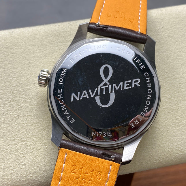 AVIATOR 8 AUTOMATIC STEEL CASE BLACK DIAL BROWN CALFSKIN STRAP