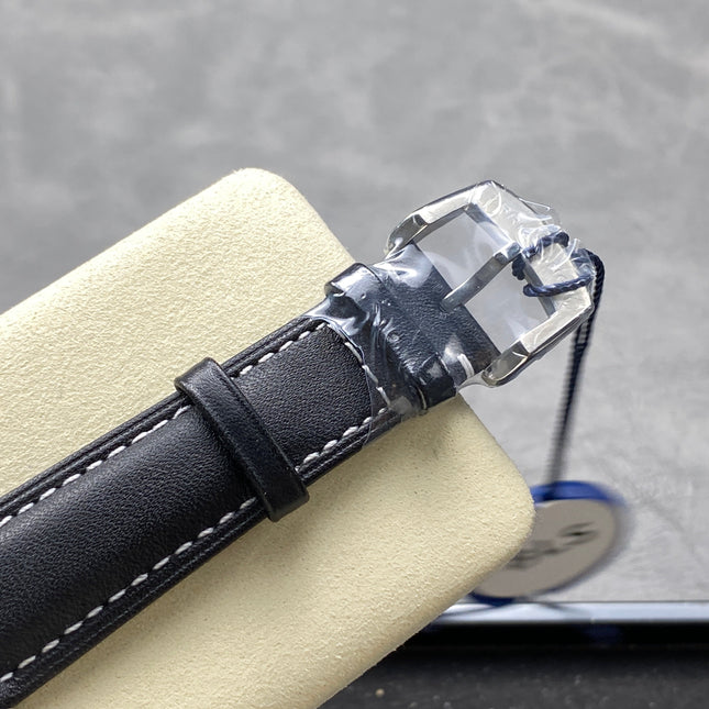 AVIATOR 8 AUTOMATIC STEEL CASE BLACK MIX BLUE DIAL BLACK CALFSKIN STRAP