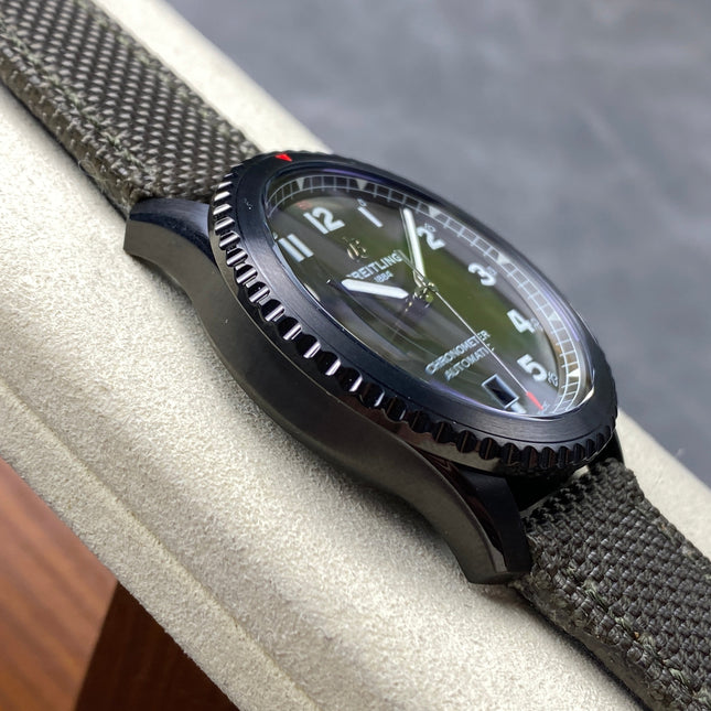 AVIATOR 8 CURTISS AUTOMATIC STEEL CASE KHAKI GREEN NYLON STRAP