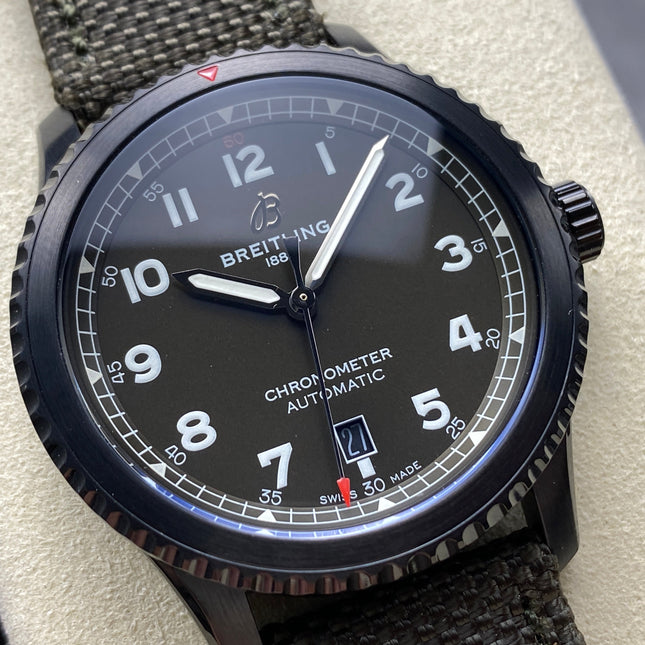 AVIATOR 8 CURTISS AUTOMATIC STEEL CASE KHAKI GREEN NYLON STRAP