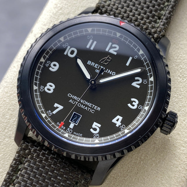 AVIATOR 8 CURTISS AUTOMATIC STEEL CASE KHAKI GREEN NYLON STRAP