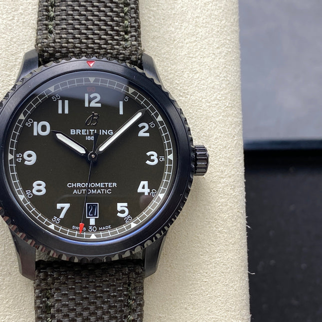 AVIATOR 8 CURTISS AUTOMATIC STEEL CASE KHAKI GREEN NYLON STRAP