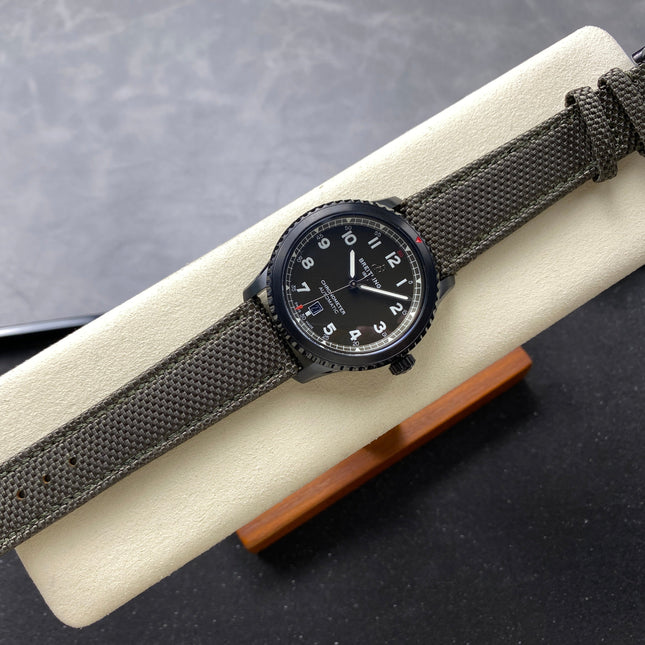 AVIATOR 8 CURTISS AUTOMATIC STEEL CASE KHAKI GREEN NYLON STRAP