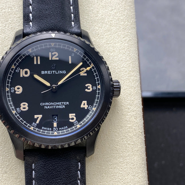 AVIATOR 8 AUTOMATIC STEEL CASE BLACK CALFSKIN STRAP