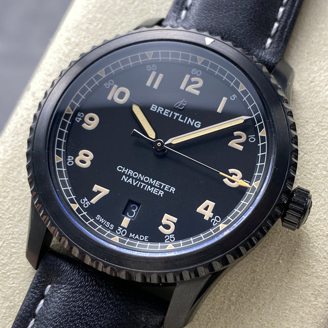 AVIATOR 8 AUTOMATIC STEEL CASE BLACK CALFSKIN STRAP