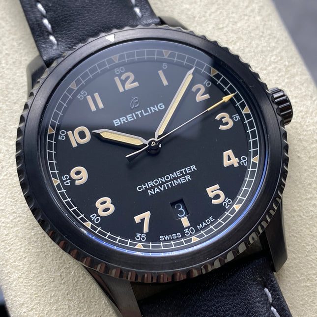 AVIATOR 8 AUTOMATIC STEEL CASE BLACK CALFSKIN STRAP