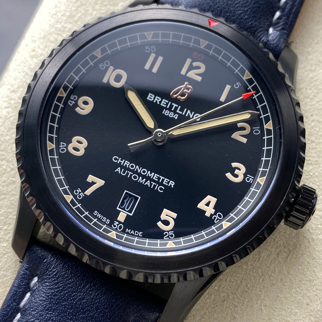 AVIATOR 8 AUTOMATIC STEEL CASE NAVY BLUE CALFSKIN STRAP