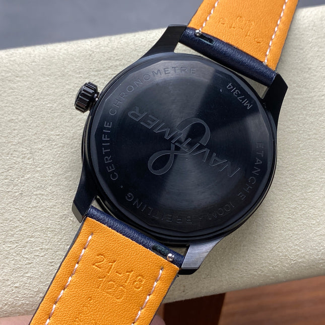 AVIATOR 8 AUTOMATIC STEEL CASE NAVY BLUE CALFSKIN STRAP