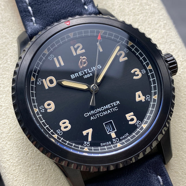 AVIATOR 8 AUTOMATIC STEEL CASE NAVY BLUE CALFSKIN STRAP