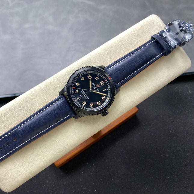AVIATOR 8 AUTOMATIC STEEL CASE NAVY BLUE CALFSKIN STRAP
