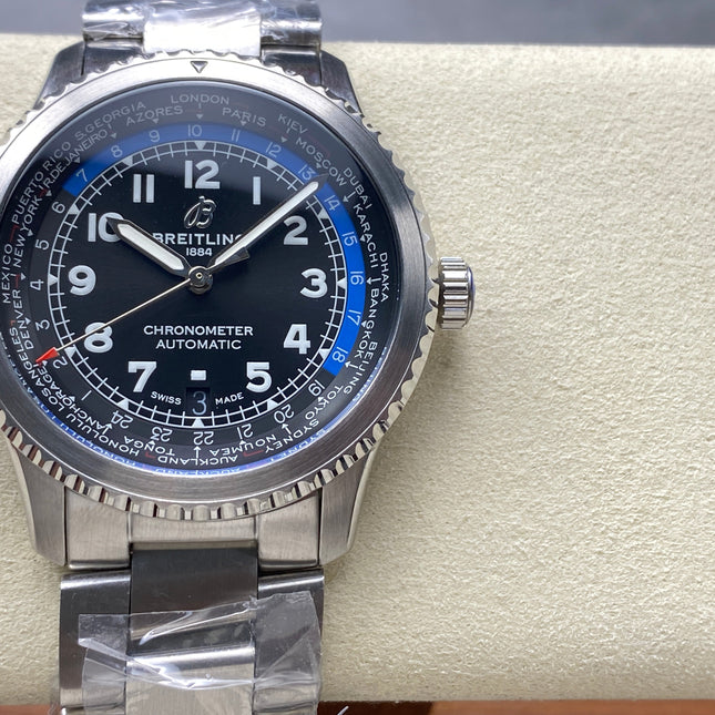 AVIATOR 8 AUTOMATIC ALL STEEL BLACK MIX BLUE DIAL