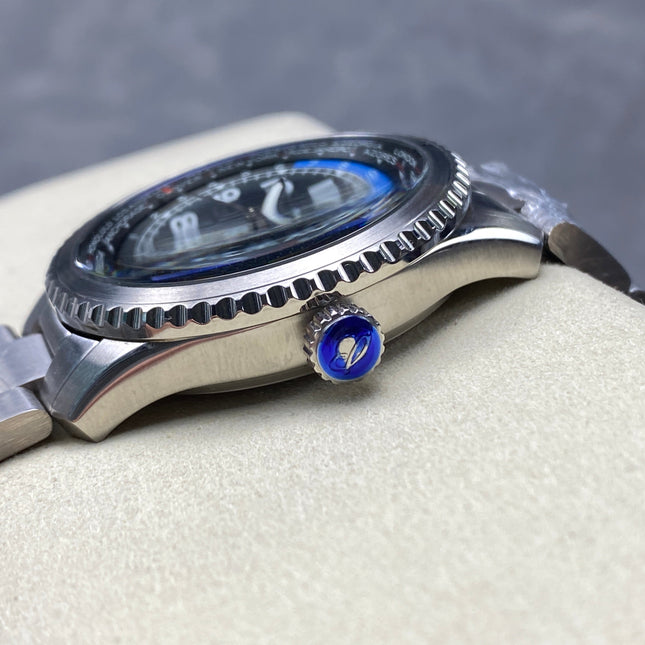 AVIATOR 8 AUTOMATIC ALL STEEL BLACK MIX BLUE DIAL