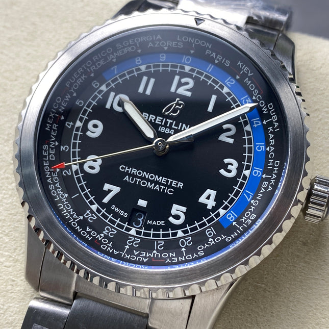 AVIATOR 8 AUTOMATIC ALL STEEL BLACK MIX BLUE DIAL