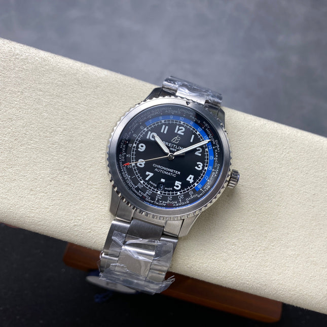 AVIATOR 8 AUTOMATIC ALL STEEL BLACK MIX BLUE DIAL