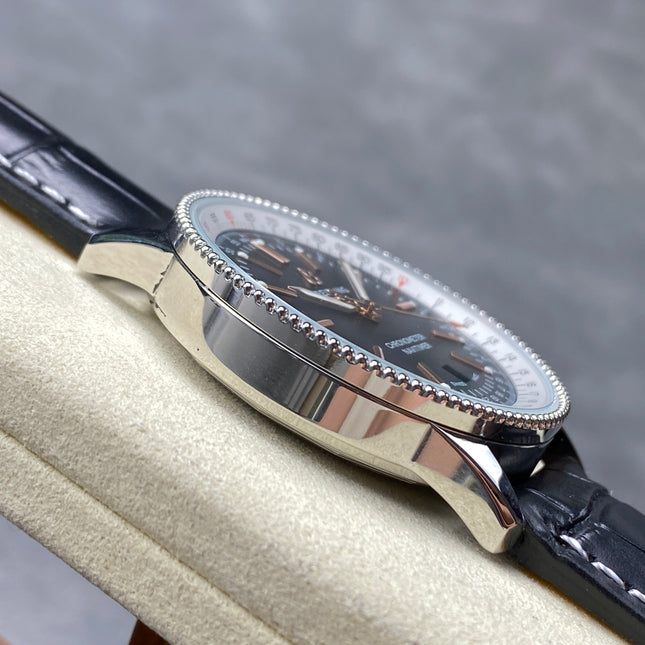 NAVITIMER AUTOMATIC 41 STEEL CASE BLACK ALLIGATOR LEATHER STRAP