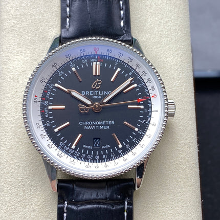 NAVITIMER AUTOMATIC 41 STEEL CASE BLACK ALLIGATOR LEATHER STRAP
