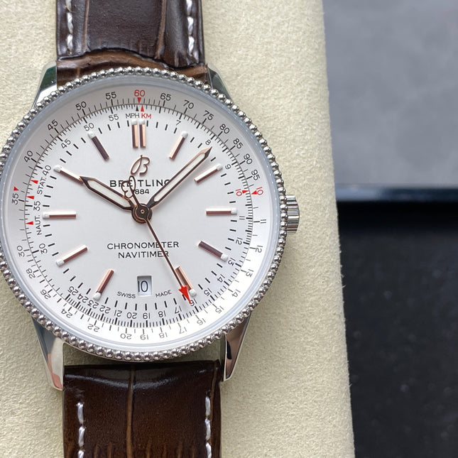NAVITIMER AUTOMATIC 41 STEEL CASE BROWN ALLIGATOR LEATHER STRAP