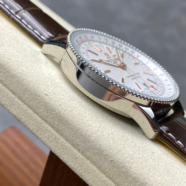 NAVITIMER AUTOMATIC 41 STEEL CASE BROWN ALLIGATOR LEATHER STRAP