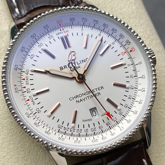 NAVITIMER AUTOMATIC 41 STEEL CASE BROWN ALLIGATOR LEATHER STRAP