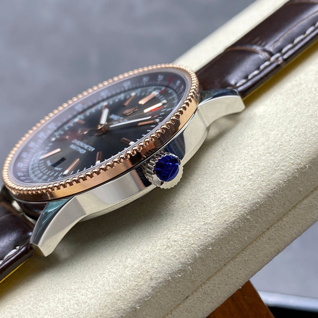 NAVITIMER AUTOMATIC 41 RED GOLD AND STEEL CASE BLACK DIAL