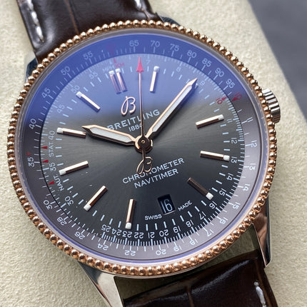 NAVITIMER AUTOMATIC 41 RED GOLD AND STEEL CASE BLACK DIAL
