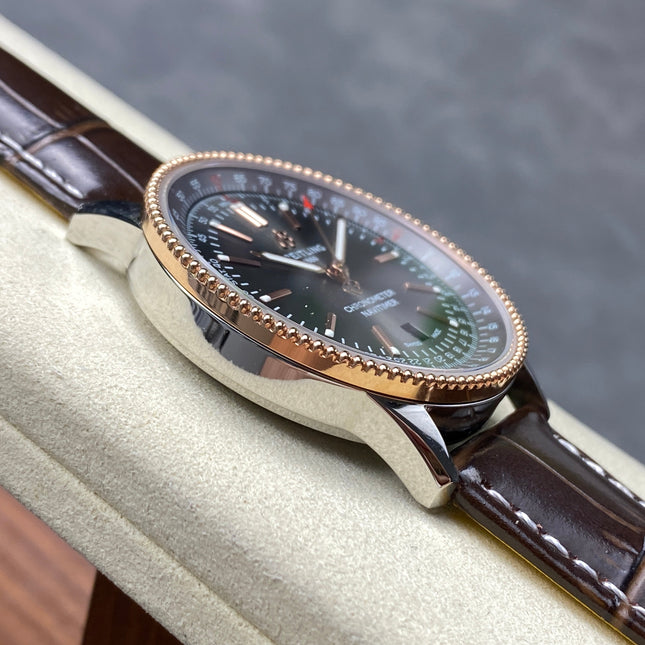 NAVITIMER AUTOMATIC 41 RED GOLD AND STEEL CASE BLACK DIAL