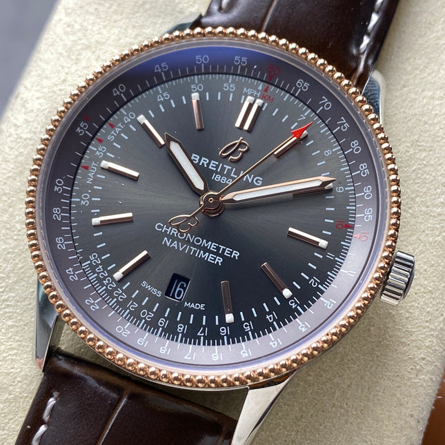 NAVITIMER AUTOMATIC 41 RED GOLD AND STEEL CASE BLACK DIAL