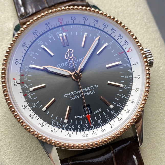 NAVITIMER AUTOMATIC 41 RED GOLD AND STEEL CASE BLACK MIX WHITE DIAL