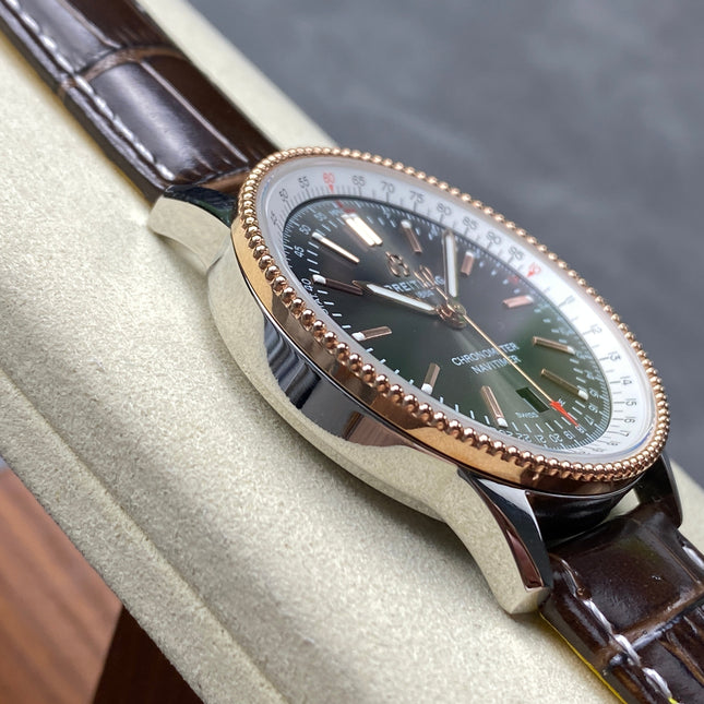 NAVITIMER AUTOMATIC 41 RED GOLD AND STEEL CASE BLACK MIX WHITE DIAL