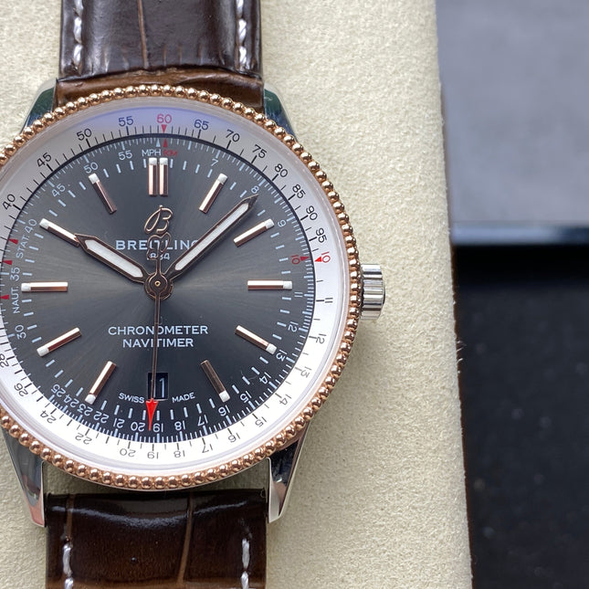 NAVITIMER AUTOMATIC 41 RED GOLD AND STEEL CASE BLACK MIX WHITE DIAL