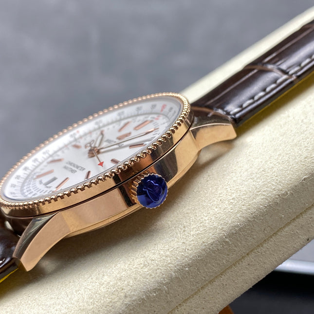 NAVITIMER AUTOMATIC 41 RED GOLD CASE BROWN ALLIGATOR LEATHER STRAP