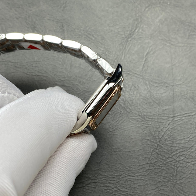 CARTIER PANTHÈRE SMALL WATCH GOLD PINK AND SILVER CASE WITH CRYSTALS