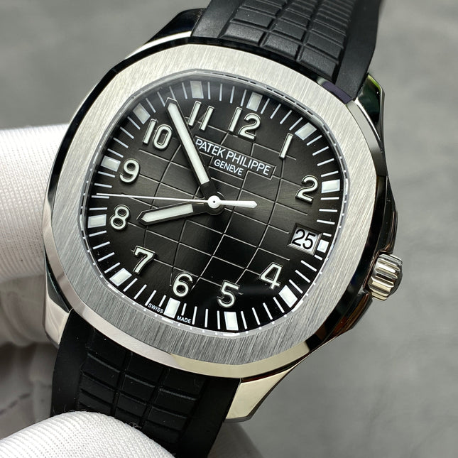 AQUANAUT STEEL CASE BLACK RUBBER STRAP