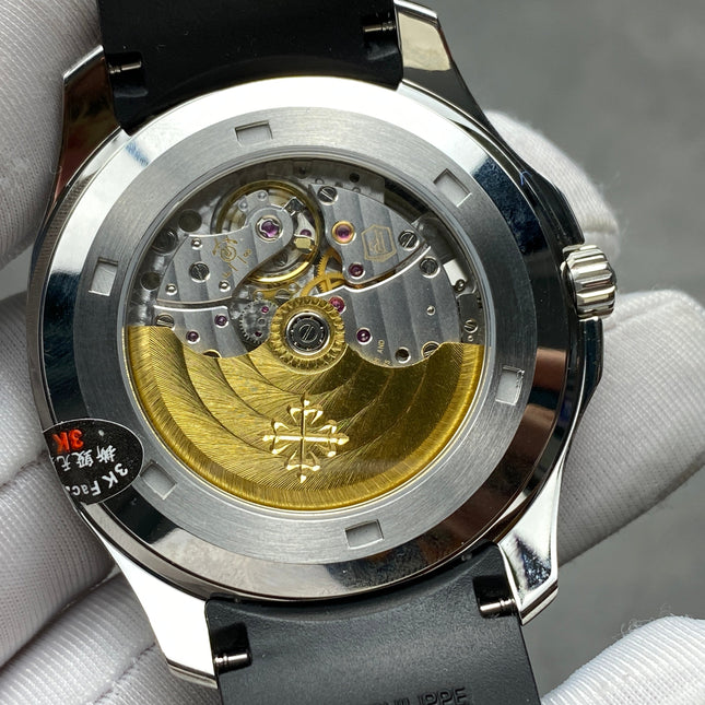 AQUANAUT STEEL CASE BLACK RUBBER STRAP