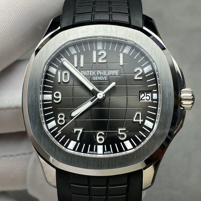 AQUANAUT STEEL CASE BLACK RUBBER STRAP